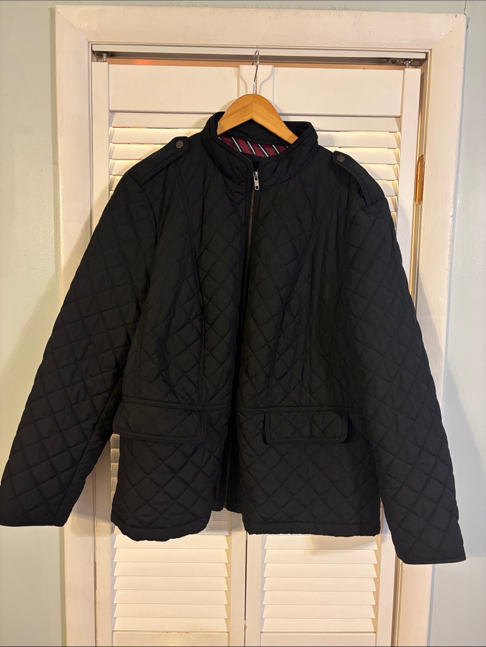 Talbots Black Quilted Puffer Jacket with Stand Collar